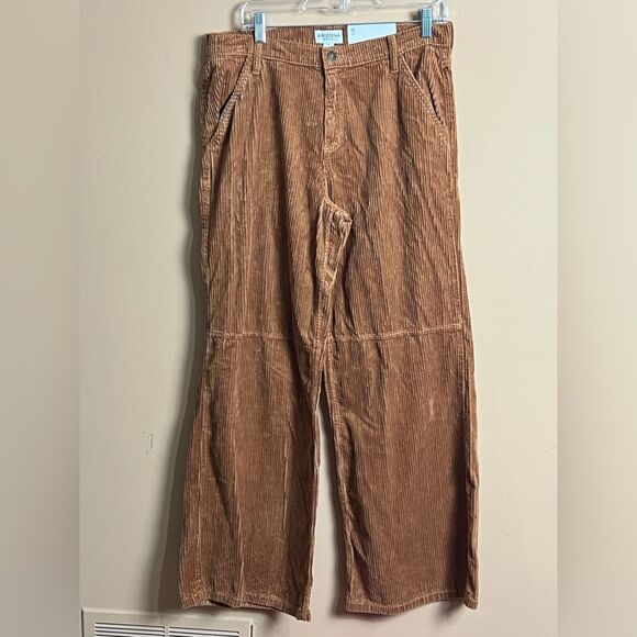 Arizona Jean Co Size 11 Brown Argan Oil Baggy Low Rise Wide Leg Corduroy Jeans - Picture 1 of 6